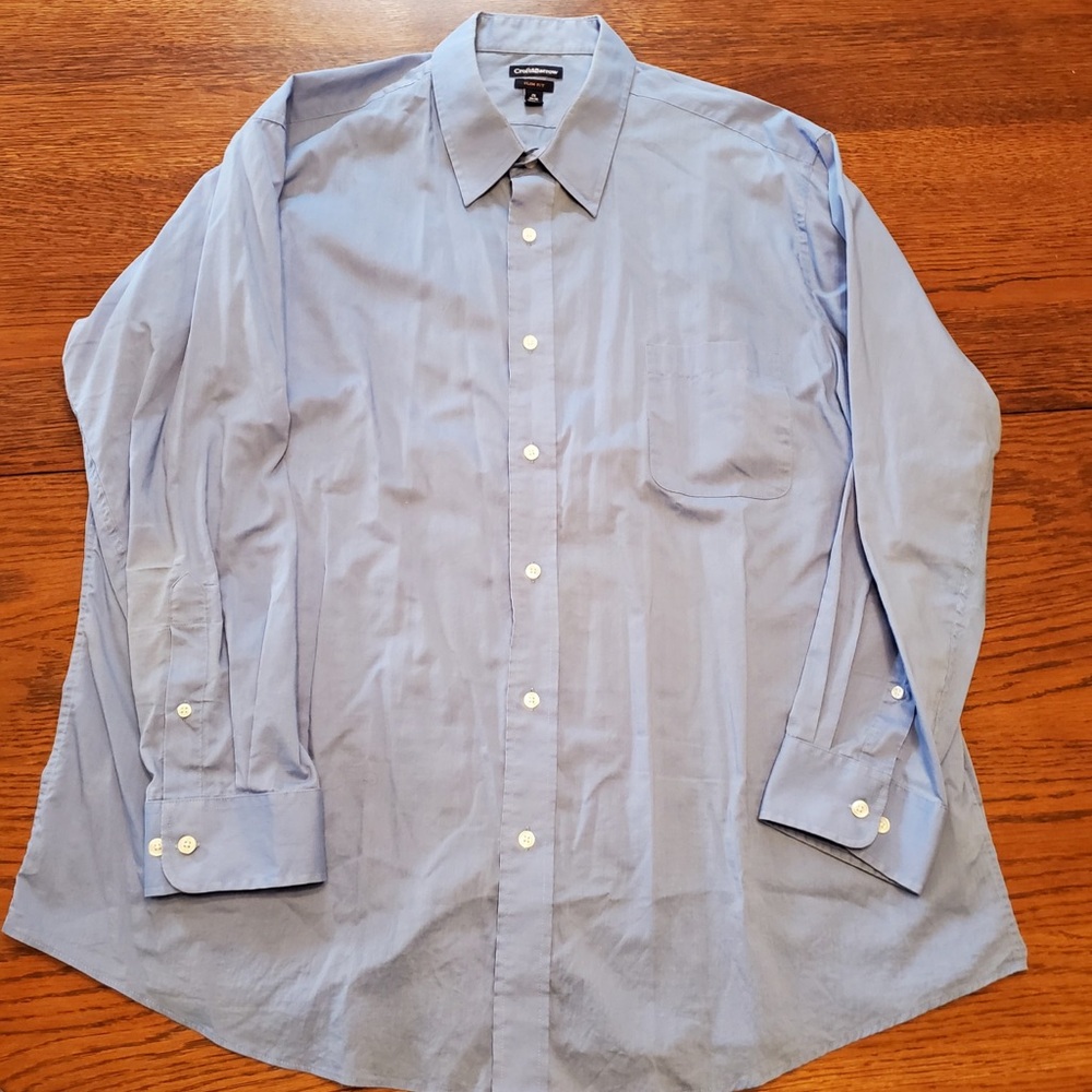 Men’s Croft&Barrow Slim Fit Light Blue Long Sleeve Dress Shirt Size 2XL